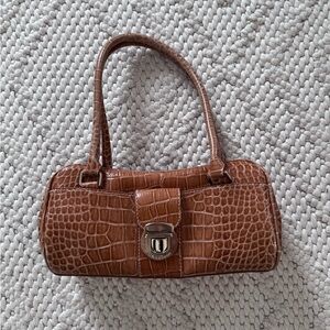 Y2K Liz Claiborne Brown Faux Crocodile Handbag